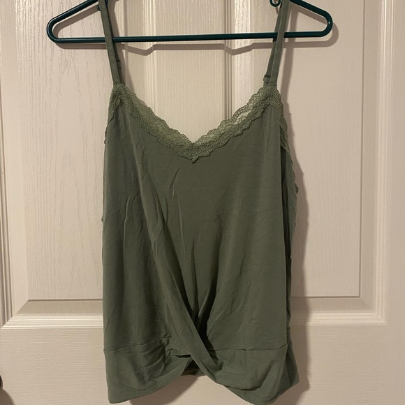 Army green thin strap tank top - Picture 2 of 3